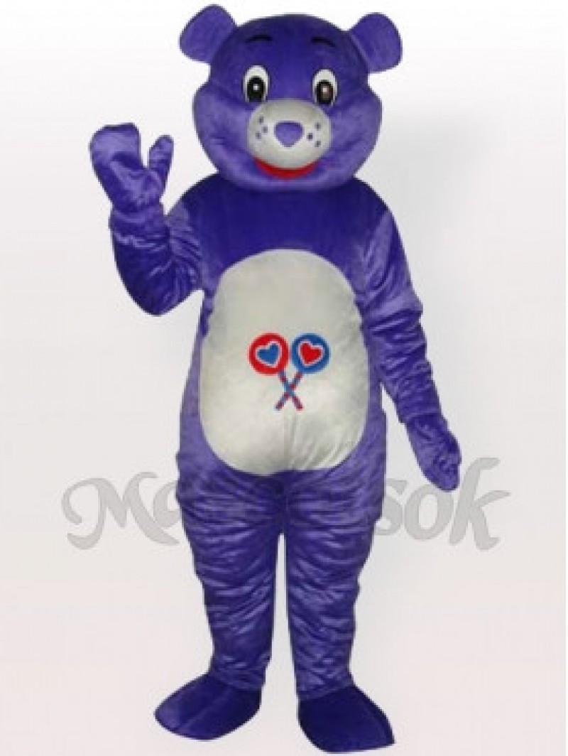 Purple Bear Adult Mascot Costume( illustration under bright flash light)