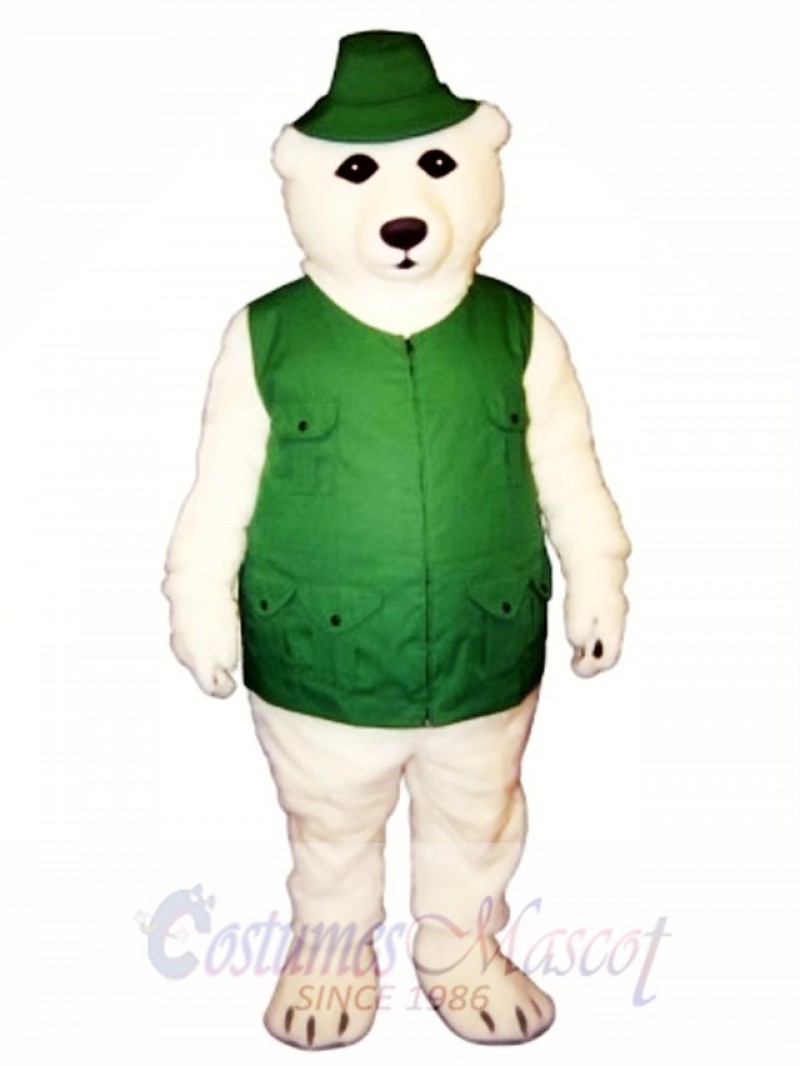 Fisher Bear with Vest & Hat Mascot Costume