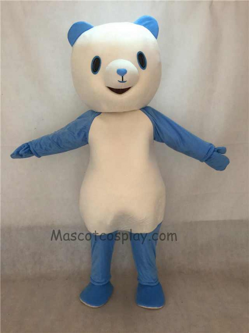 Cute Blue Panda Short Plush Adult Mascot Costume