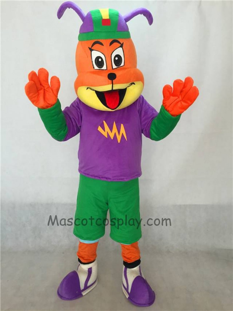 Cute Dog in Purple Shirt and Hat Adult Mascot Costume