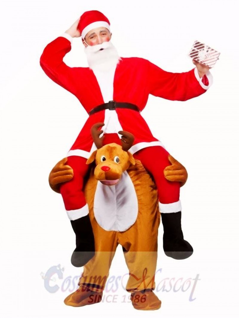 Reindeer Carry Me Mascot Costume Reindeer Carry Santa Claus Fancy Dress