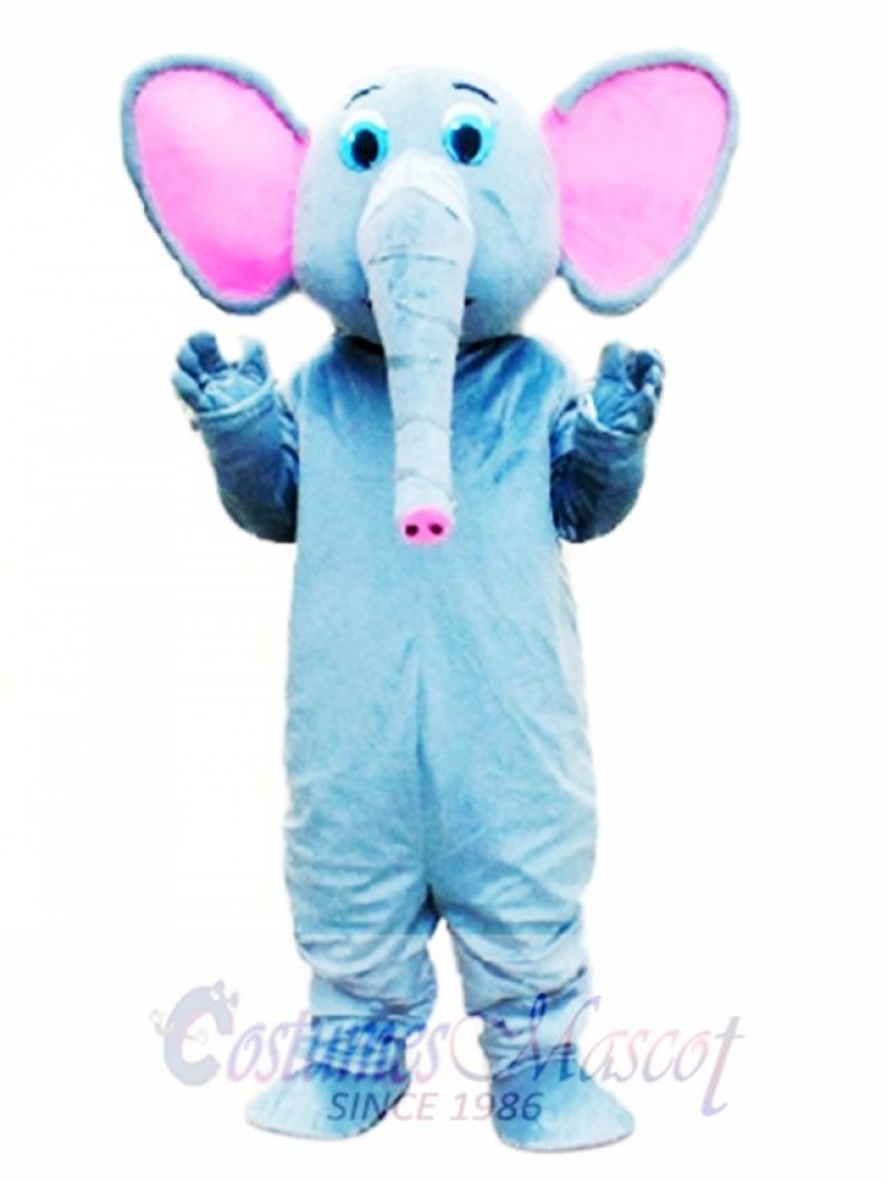Pink Ear Grey Elephant Mascot Costume