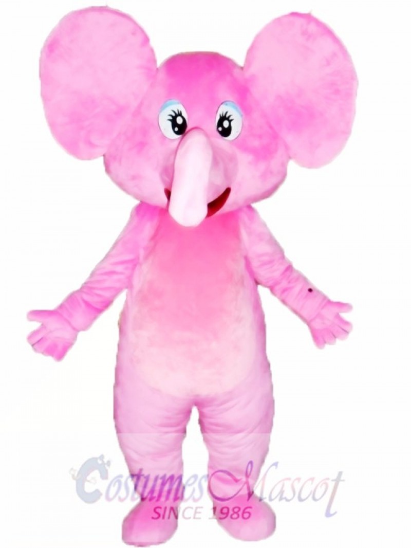 Happy Pink Elephant Mascot Costume