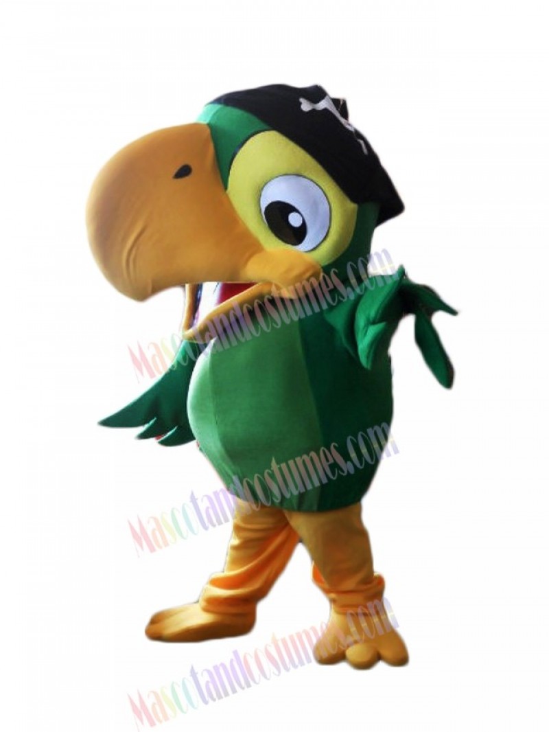 High Quality Realistic Green Pirate Parrot Bird Mascot Costume