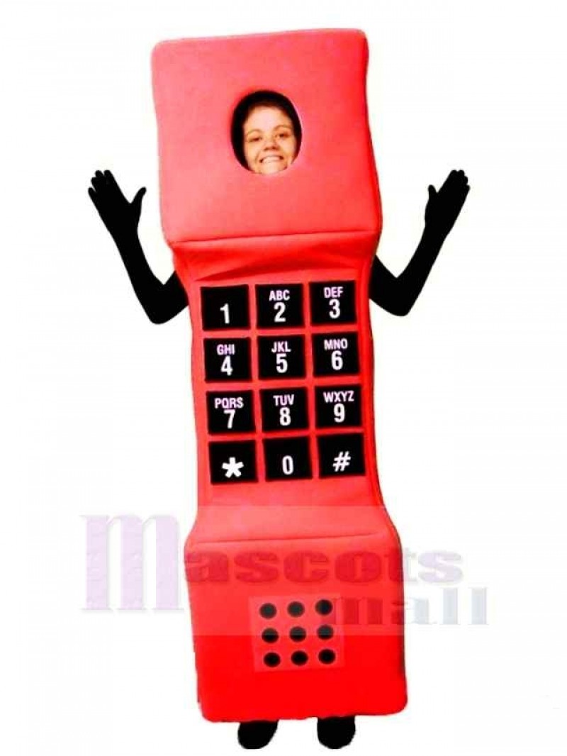 Red Cell Phone Mascot Costume Cartoon