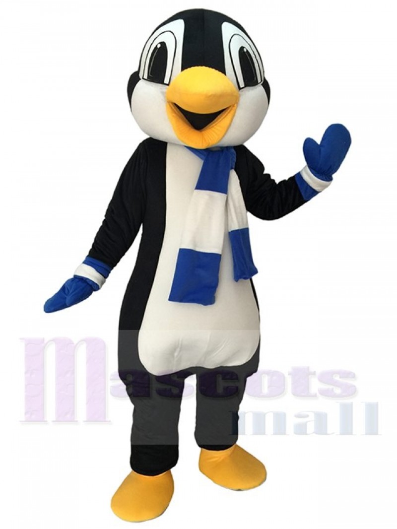 High Quality Cute Penguin Mascot Costume with Blue and White Scarf