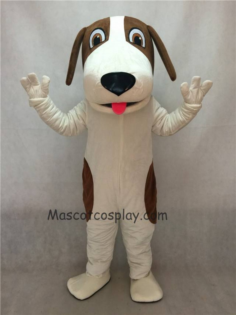 Hot Sale Adorable Realistic New Brown and White Woofer Dog Mascot Costume
