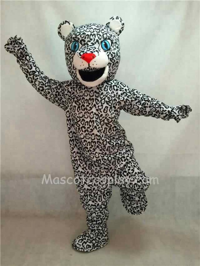 Hot Sale Adorable Realistic New White Leopard Cub Mascot Costume with Blue Eyes