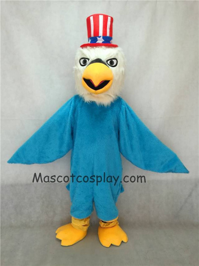 Hot Sale Adorable Realistic New Blue Patriotic Eagle Mascot Costume with Hat