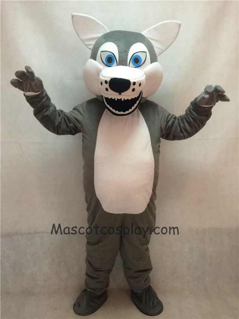 Hot Sale Adorable Realistic New Popular Professional Fierce Grey Short-haired Wolf Mascot Adult Costume