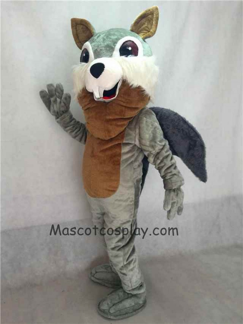 Gray Squirrel Plush Mascot Costume with Gray Tail