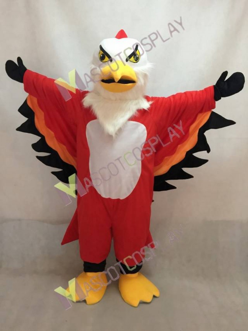 Cute Red and Orange Thunderbird Mascot Costume