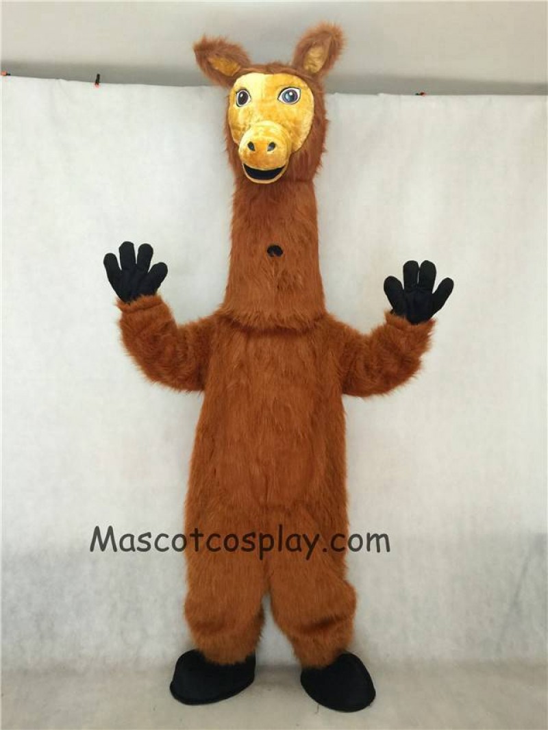 Hot Sale Adorable Realistic New Popular Professional Dark Brown Hairy Llama Mascot Costume