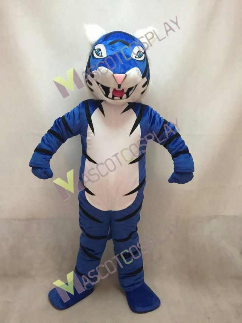 New Custom Color Royal Blue Bengal Tiger Mascot Costume