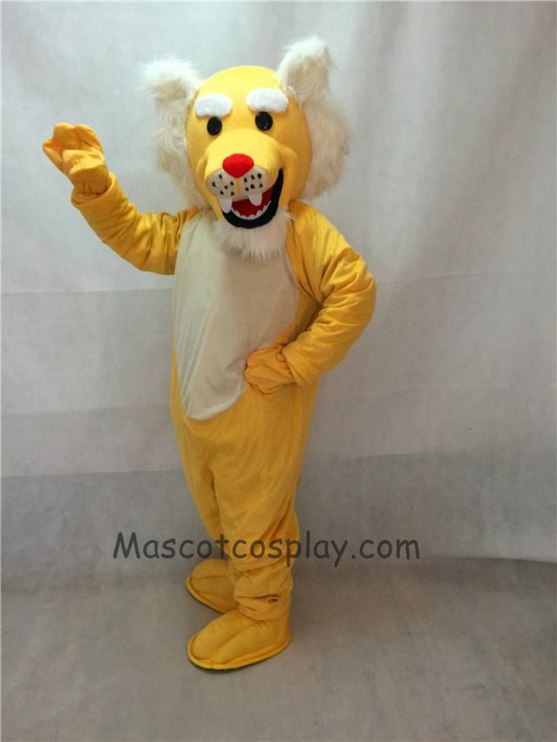 High Quality Realistic Muscle Yellow Wildcat Mascot Costume