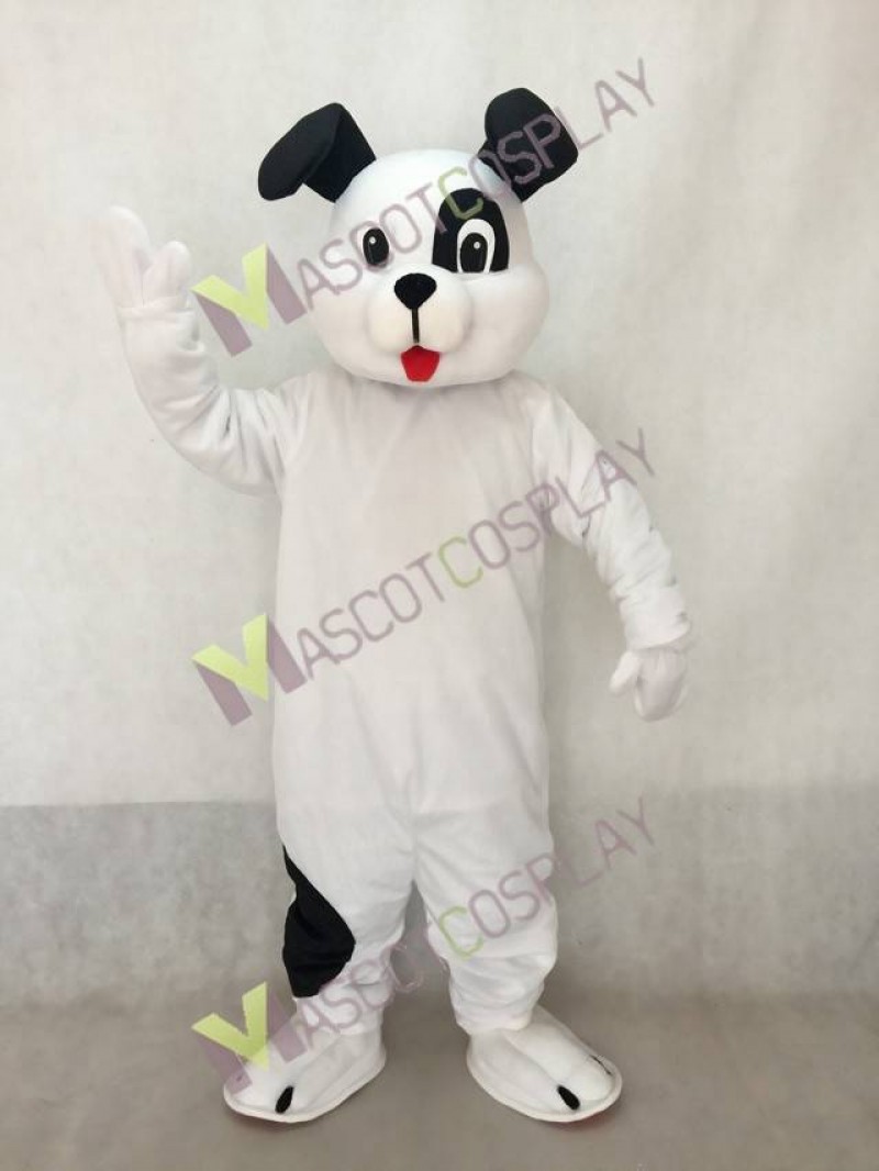 Cute White Poochie Pup Dog Mascot Costume with Black Ears