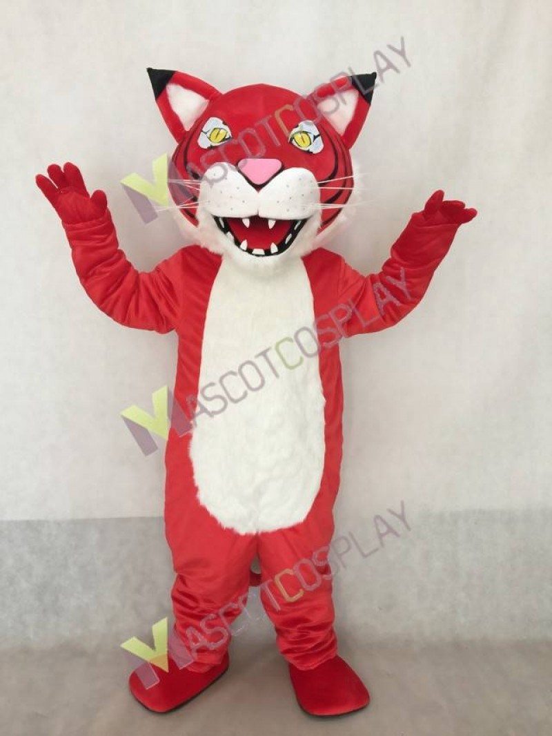Custom Color Red Fierce Wildcat Mascot Costume