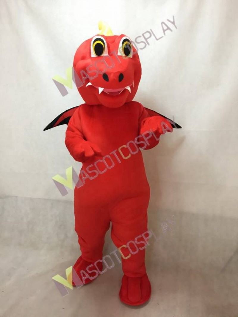 Custom Color Red Dragon Mascot Costume with Black Wings