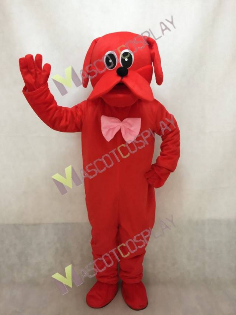 Red Dog with Pink Bow Mascot Costume