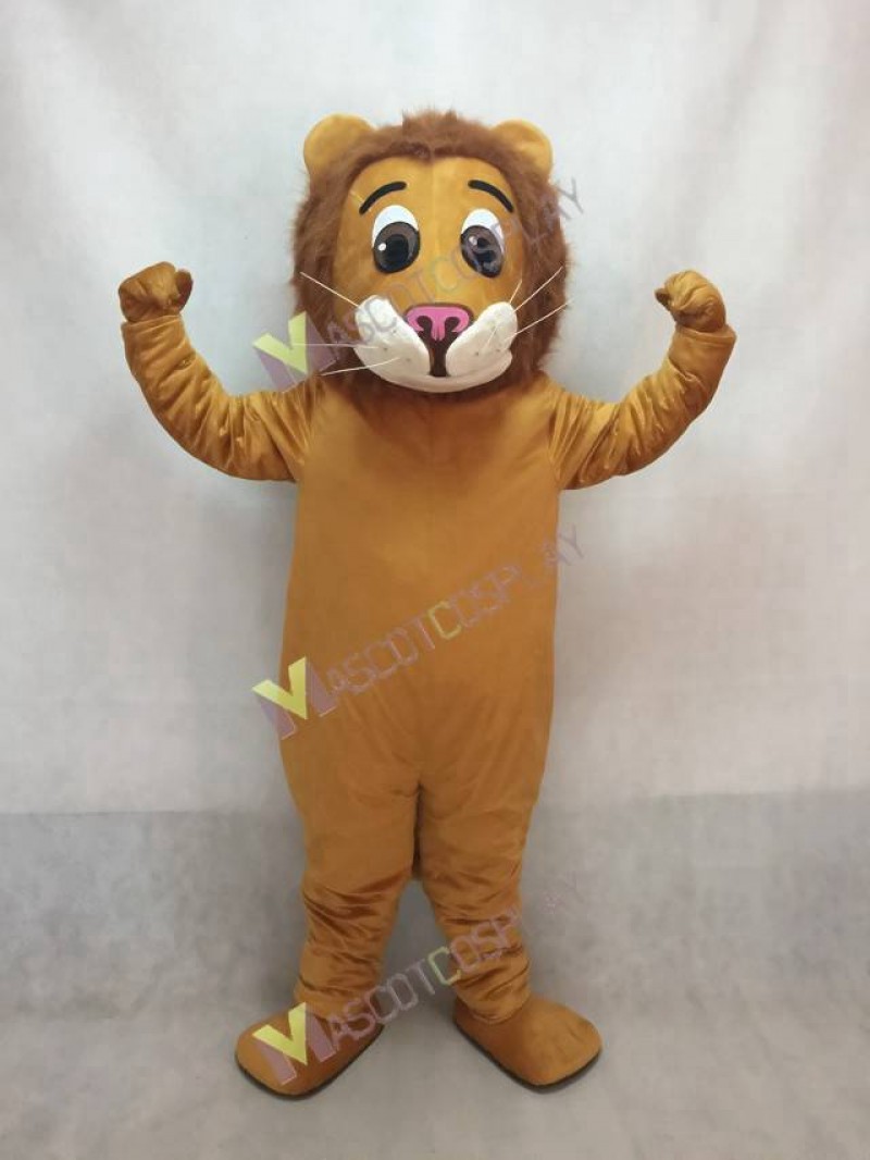Cute Jr. Lion Mascot Costume with Brown Mane