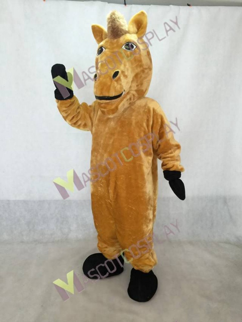 Cute Yellow Wild Stallion Horse Mascot Costume