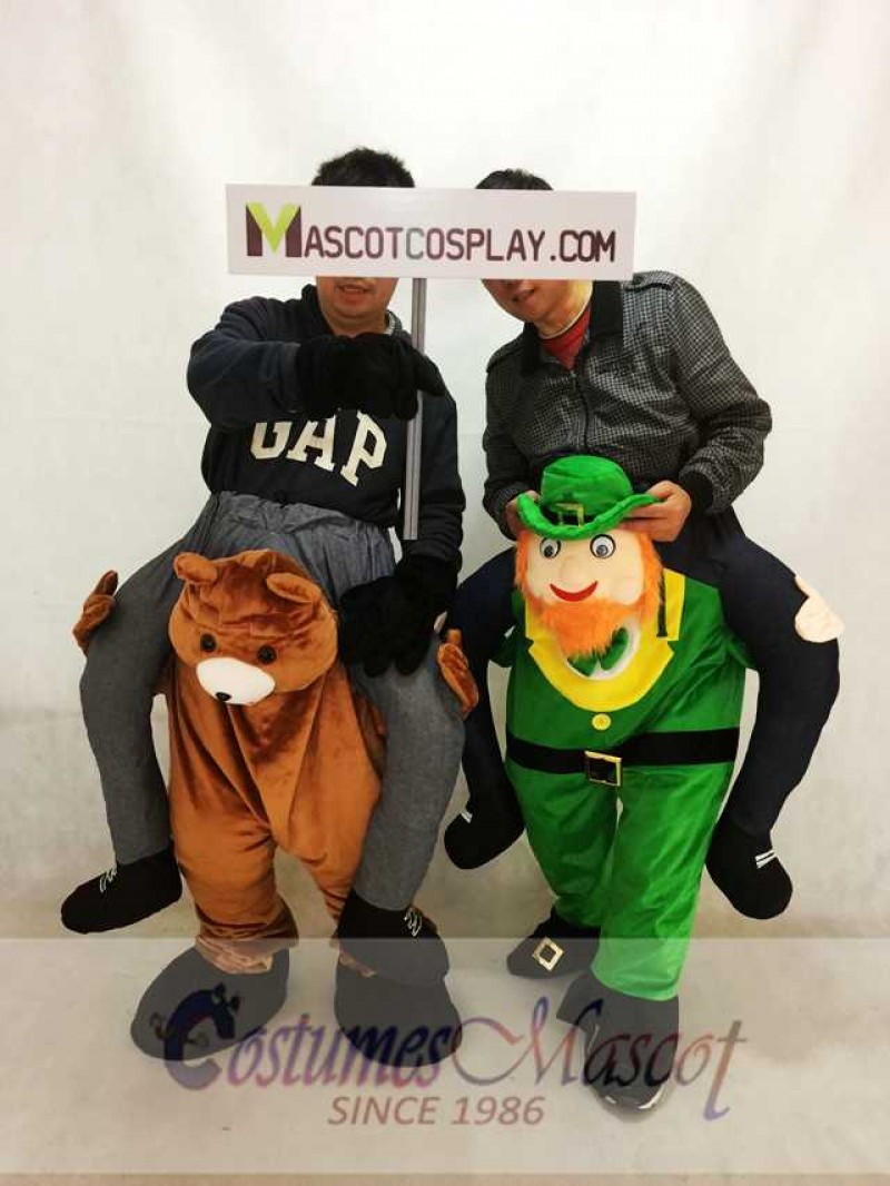 Teddy Bear Carry Me Piggyback Irish Carry Me Leprechaun Mascot Costume St Patricks Day