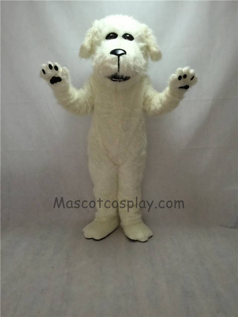 Cute White Plush Fluff Dog Mascot Costume