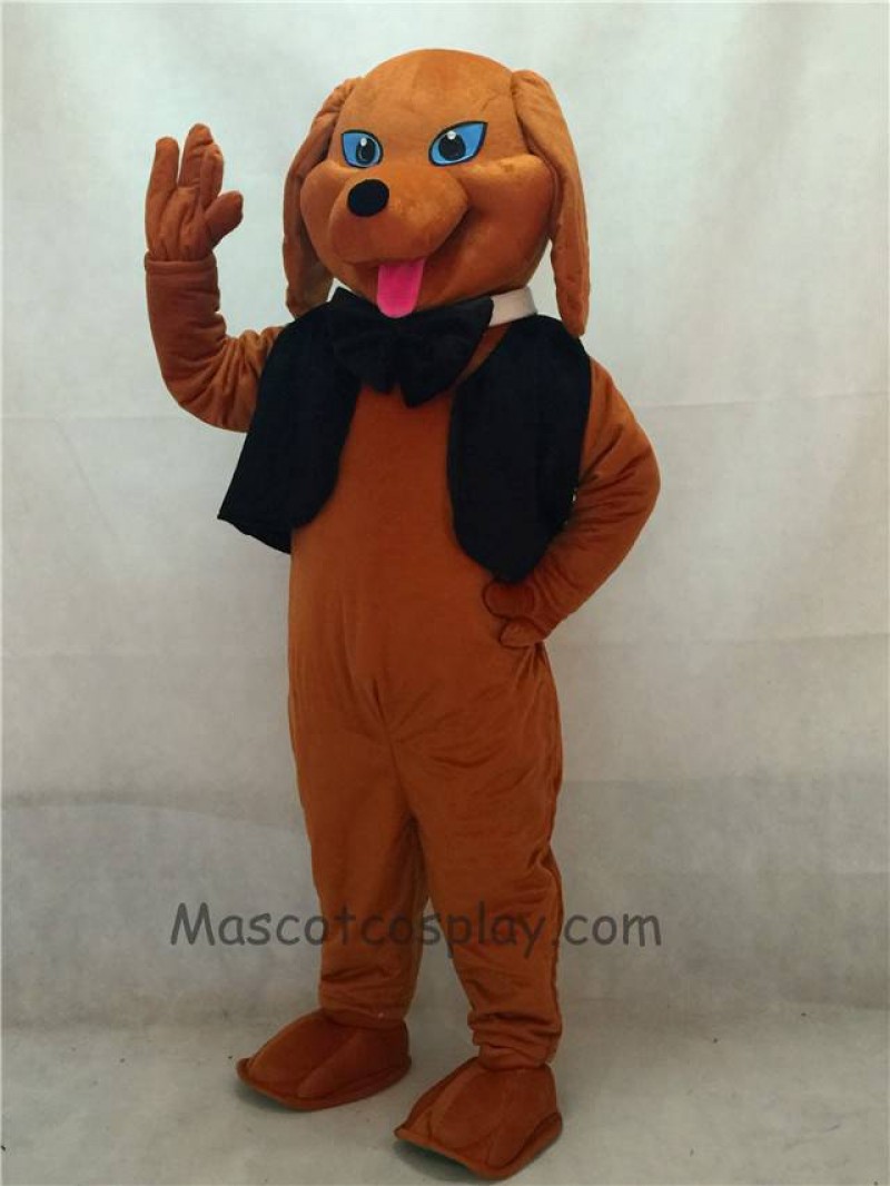 High Quality Cute Brown Dachshund Dog with Vest & Tie Mascot Costume