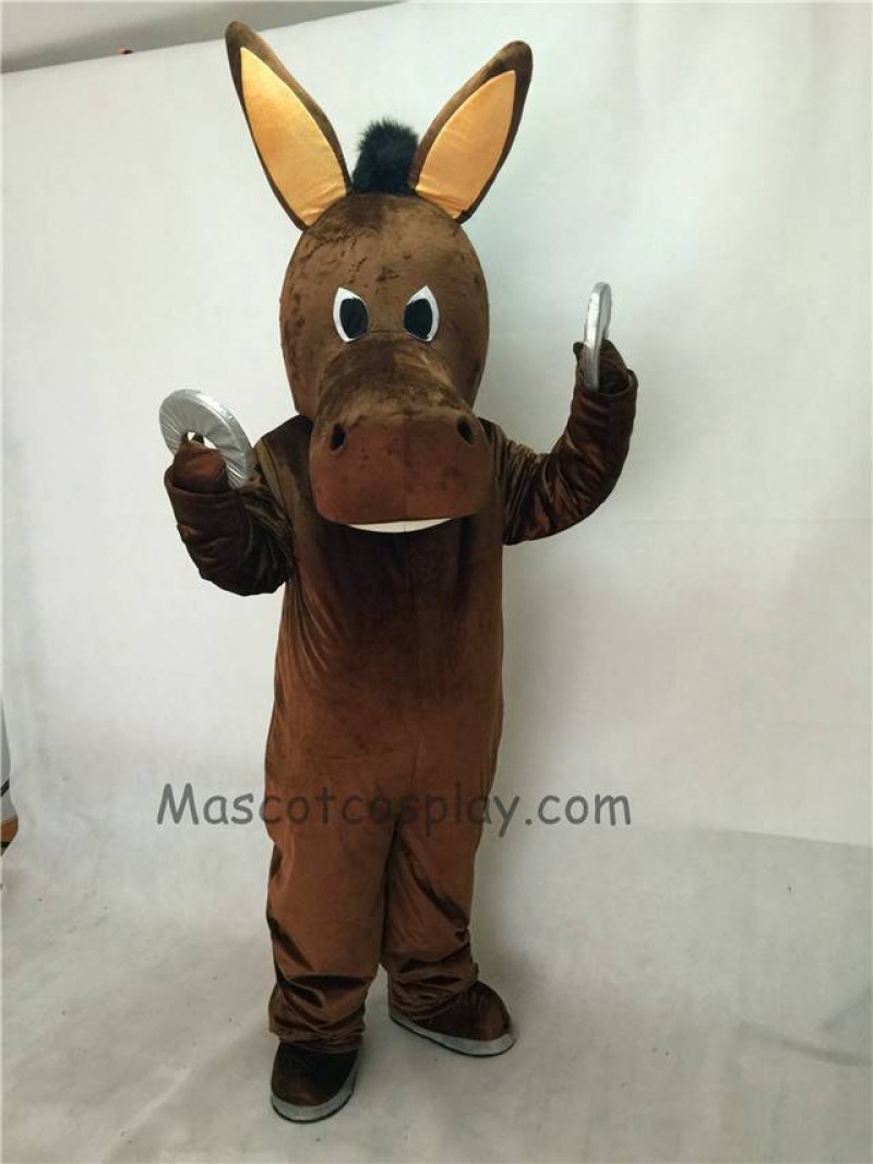 Cute Brown Jack Donkey Christmas Mascot Costume