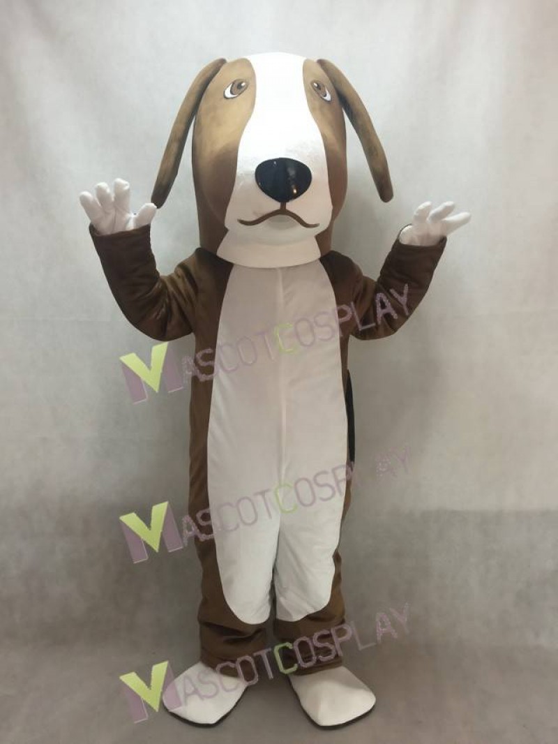 New Brown and White Basset Hound Dog Mascot Costume
