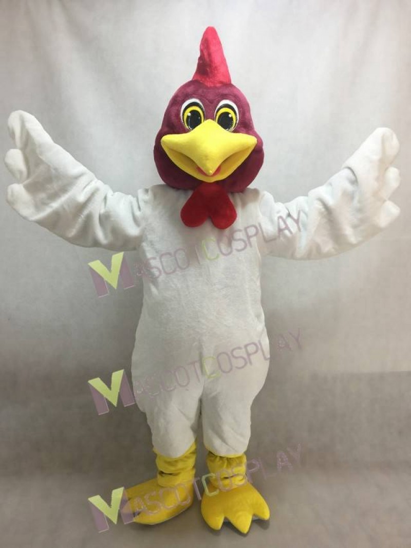 New White Proud Rooster Mascot Costume