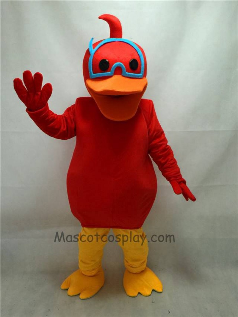 Cute Red Duck with Scarf Mascot Costume