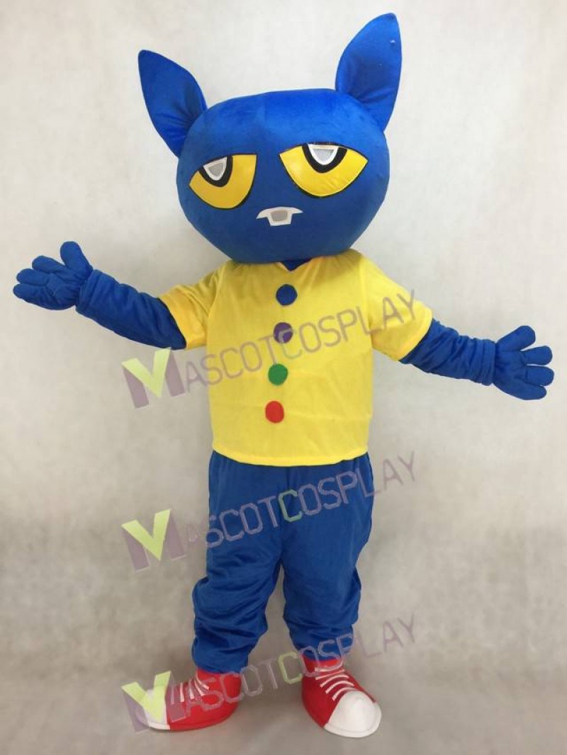 Hot Sale Adorable Realistic New Blue Pete the Cat Mascot Costume Fancy Dress Outfit