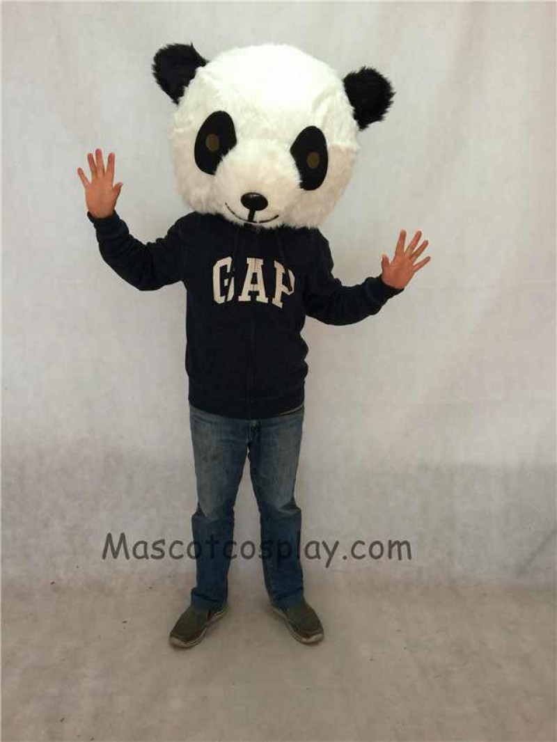High Quality Realistic New Friendly Black And White Panda Plush Adult Funny Mascot Head ONLY
