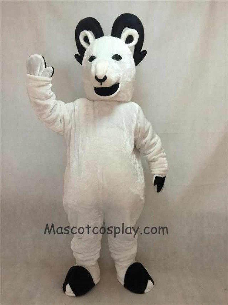 High Quality Realistic New White Sheep Big Horned Mascot Costume