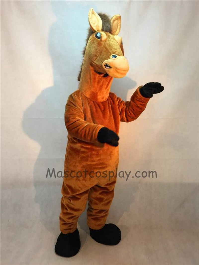 Fierce Brown Stallion Horse Mascot Costume