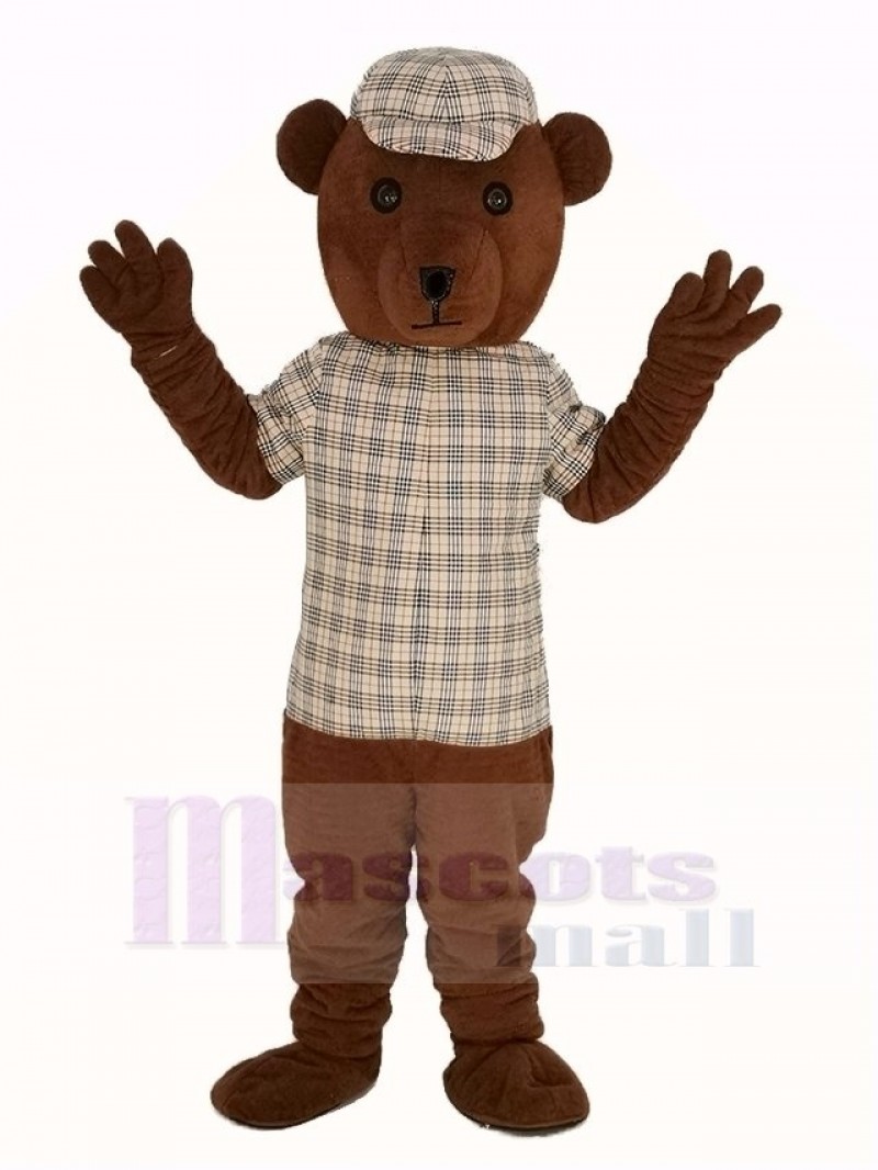 Teddy Bear in Striped Clothes Mascot Costume Cartoon