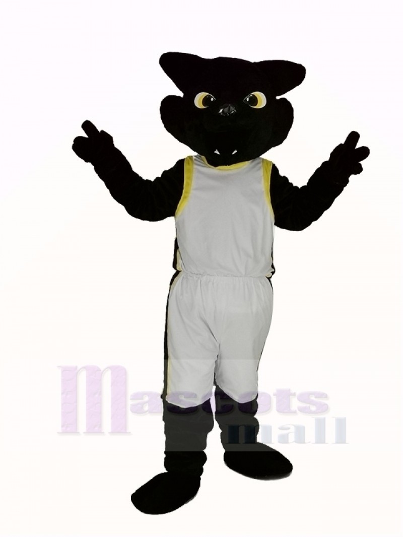 Cool Black Panther with White Coat Mascot Costume Adult