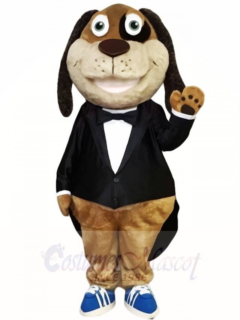 Brown Dog Mascot Costumes in Tuxedo Animal
