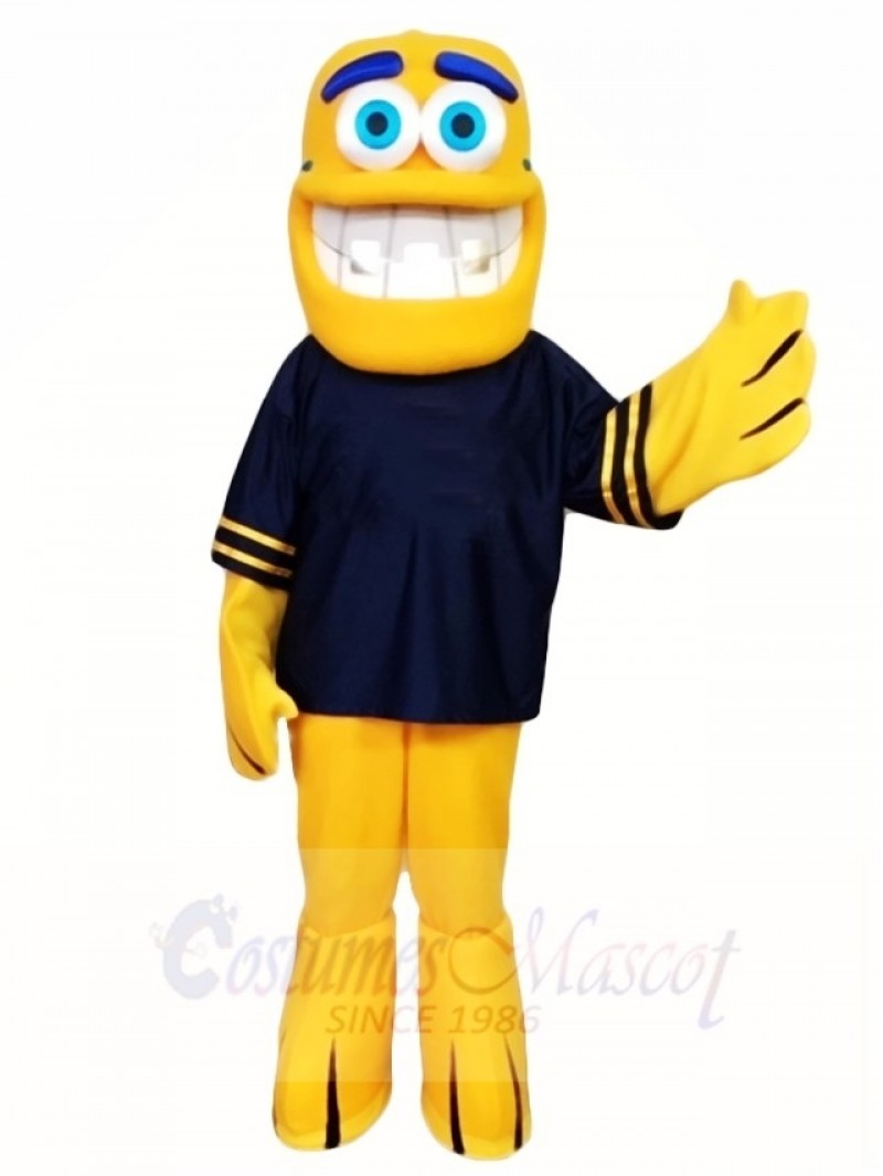 Yellow Fish Mascot Costumes in Black Shirt Sea