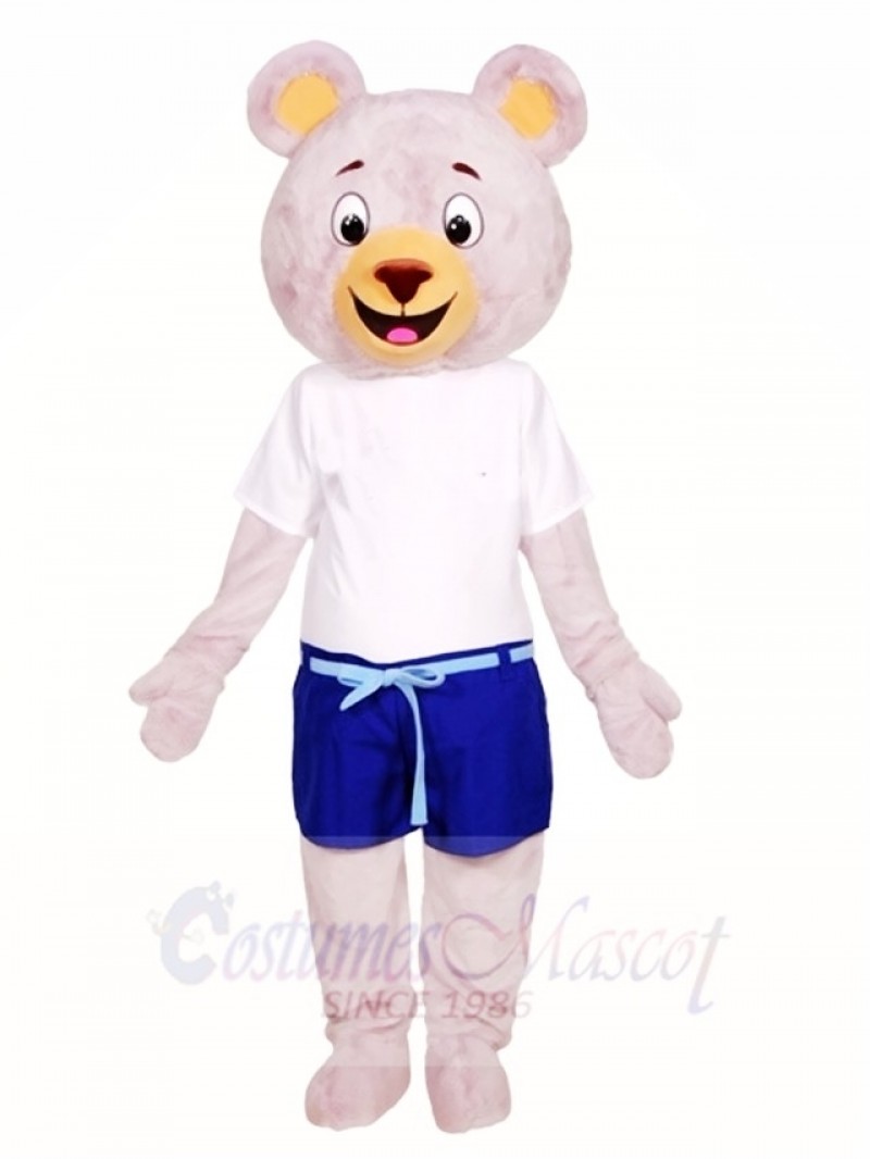 Grey Bear in Blue Shorts Mascot Costumes Animal