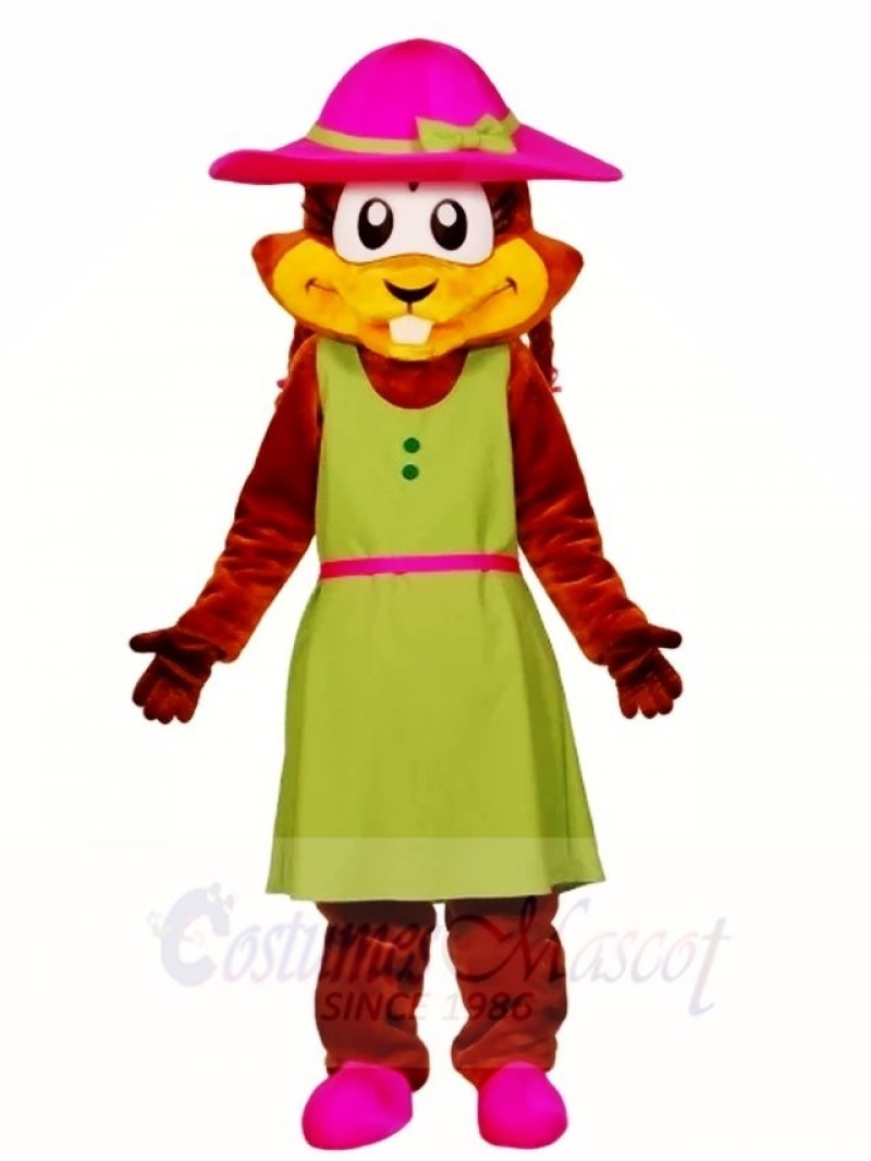 Chipmunk in a Green Dress Mascot Costumes Animal