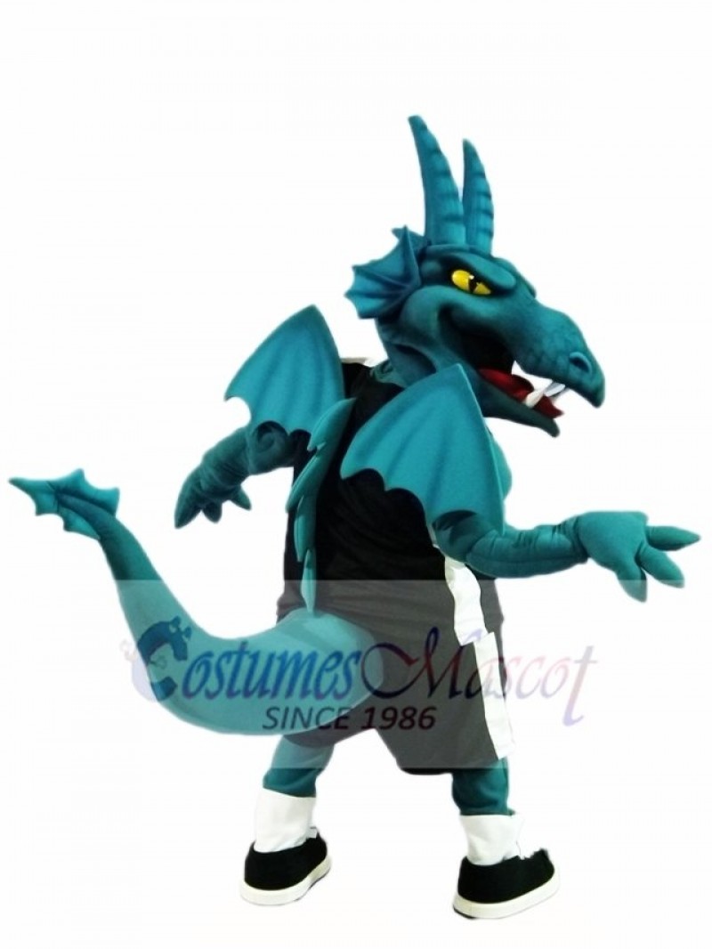 Turquoise Dragon with Wings Mascot Costumes