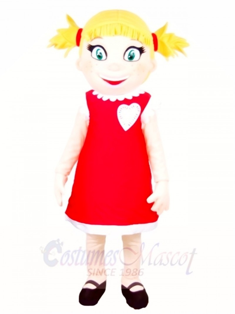 Red Dress Girl Mascot Costumes People