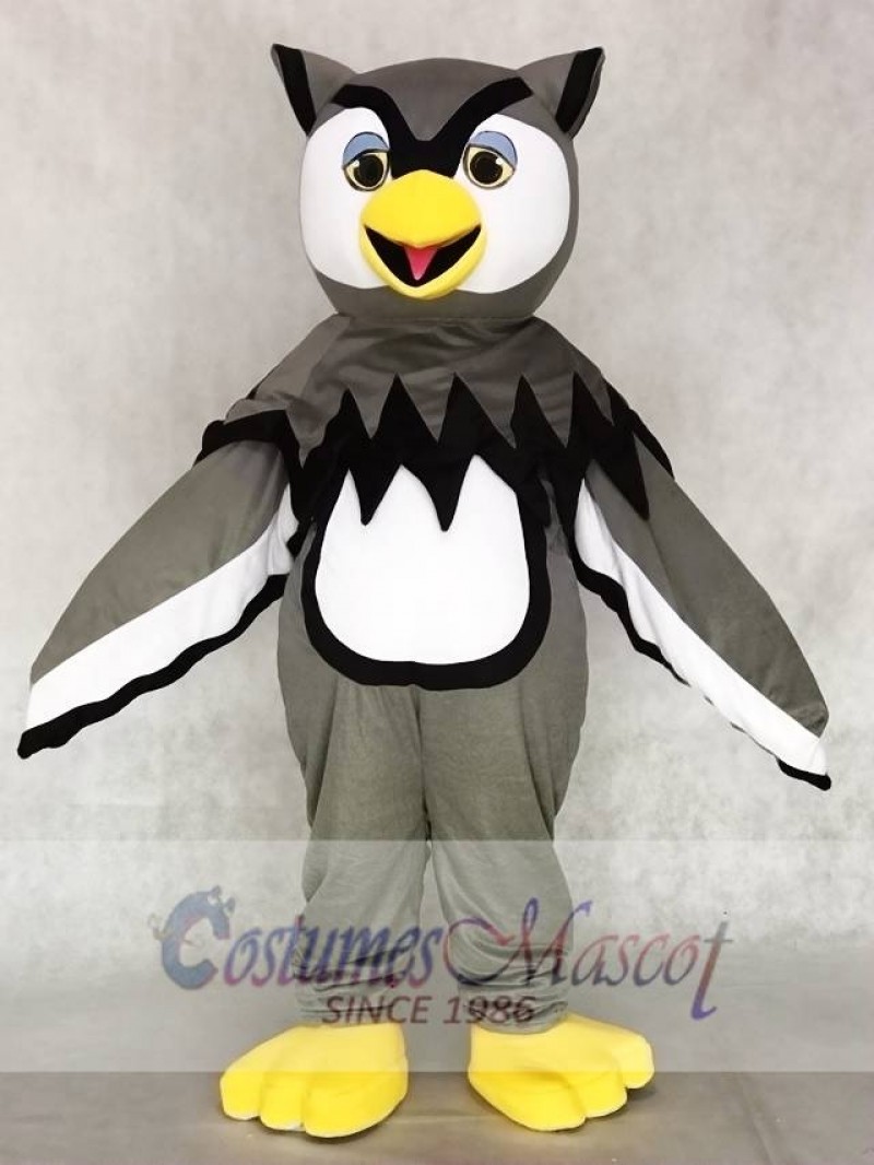 Cute Gray Cool Owl Mascot Costumes Bird Animal