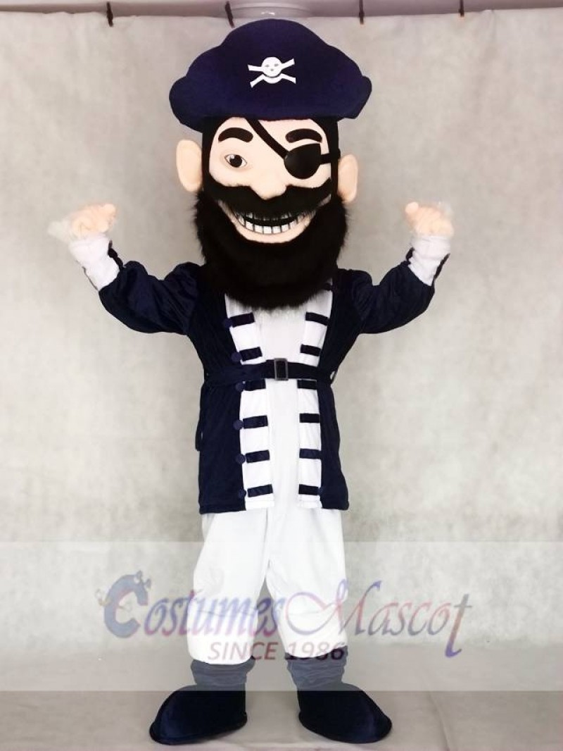 Redbeard Pirate in Navy Blue Mascot Costumes
