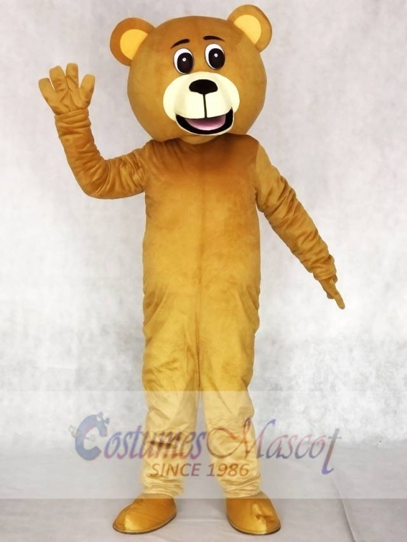 Realistic New Popular Professional Light Brown Lucky Bear Mascot Costume