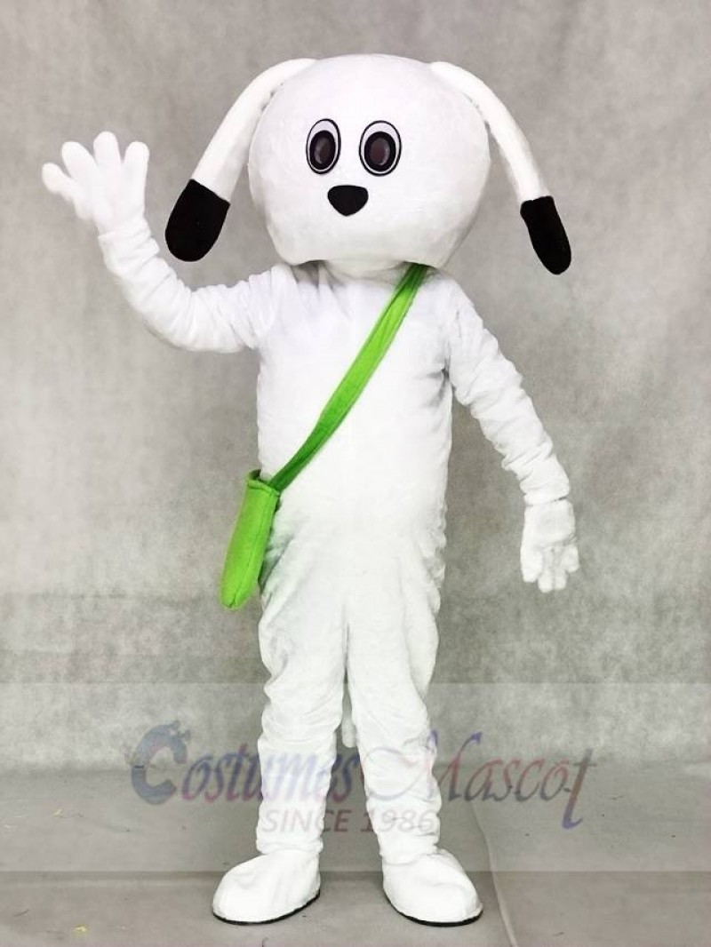 Green Bag White Dog Mascot Costumes Animal