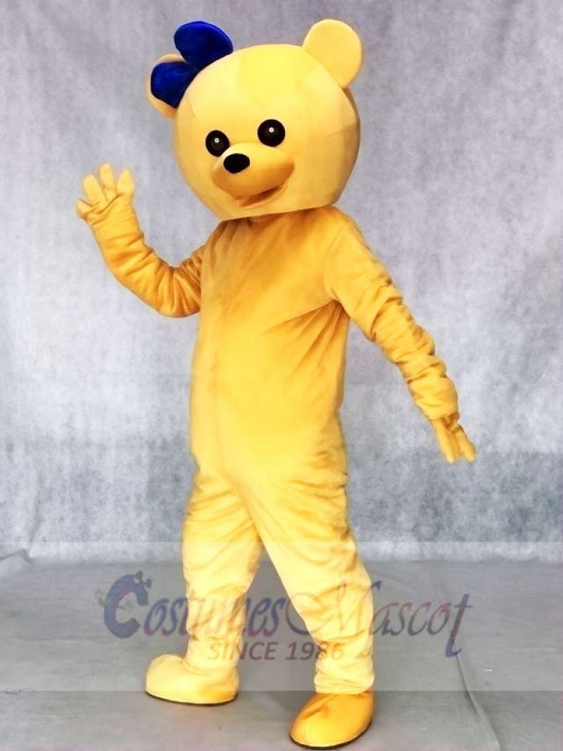 Bear with Blue Bowknot on the Head Mascot Costumes Animal