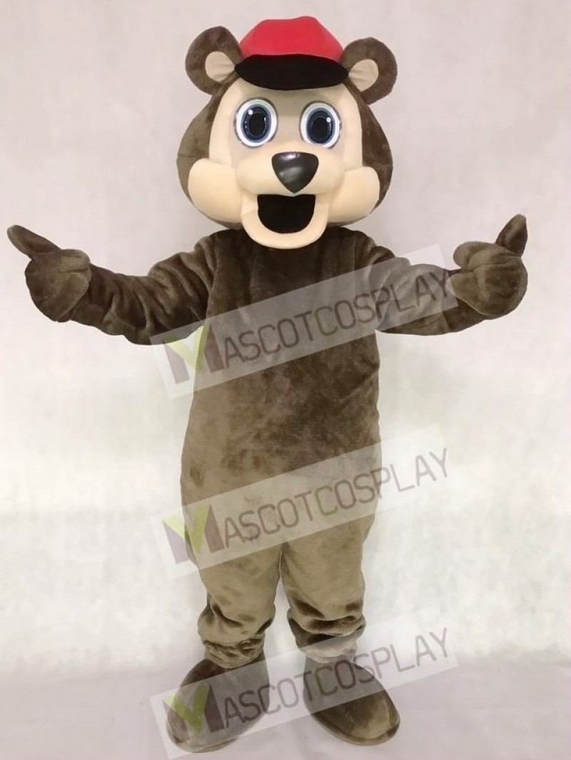 Brown Bear with a Red Hat Mascot Costume